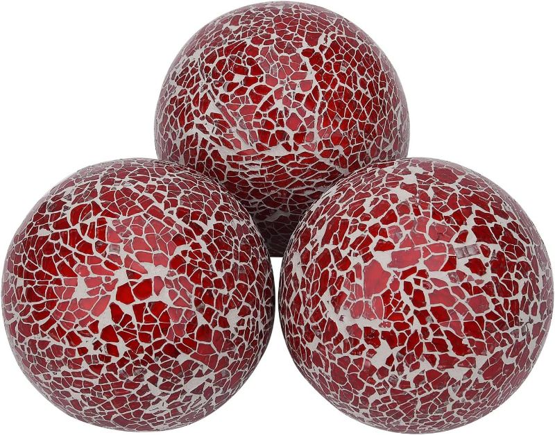 Photo 1 of Decorative Balls, 3 Pack Glass Mosaic Sphere, 3" Balls Sphere Decor Table Centerpiece for Bowls Vases Dining Table Decor, Bowl Filler for House Decor Halloween Christmas