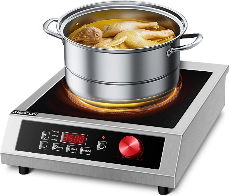 Photo 1 of 3500W 220V~240V Commercial Induction Cooktop, Powerful Electric Induction Burner, Countertop Electric Stove with Digital Sensor, Touch/Knob Control