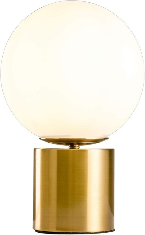 Photo 1 of 11 Inch Modern Gold Globe Table Desk Lamp,Vintage Mid Century Round Table Lamp with White Glass Shade Metal Base for Bedroom Bedside Lamp Living Room End Table