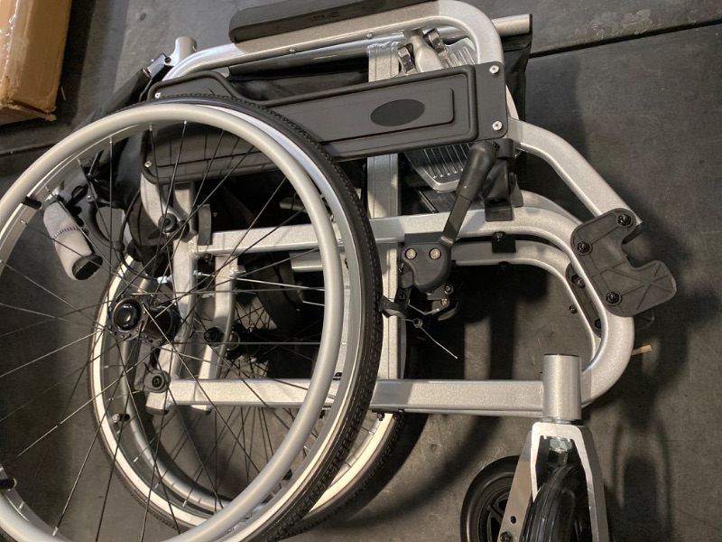 Photo 2 of Aluminum Multifunctional Manual Wheelchair(only 18 lbs), No Assembly Required Wheelchairs for Adults, Swing Away Footrests, Quick Release 22 Inch Rear Wheels, 17” Seat Width