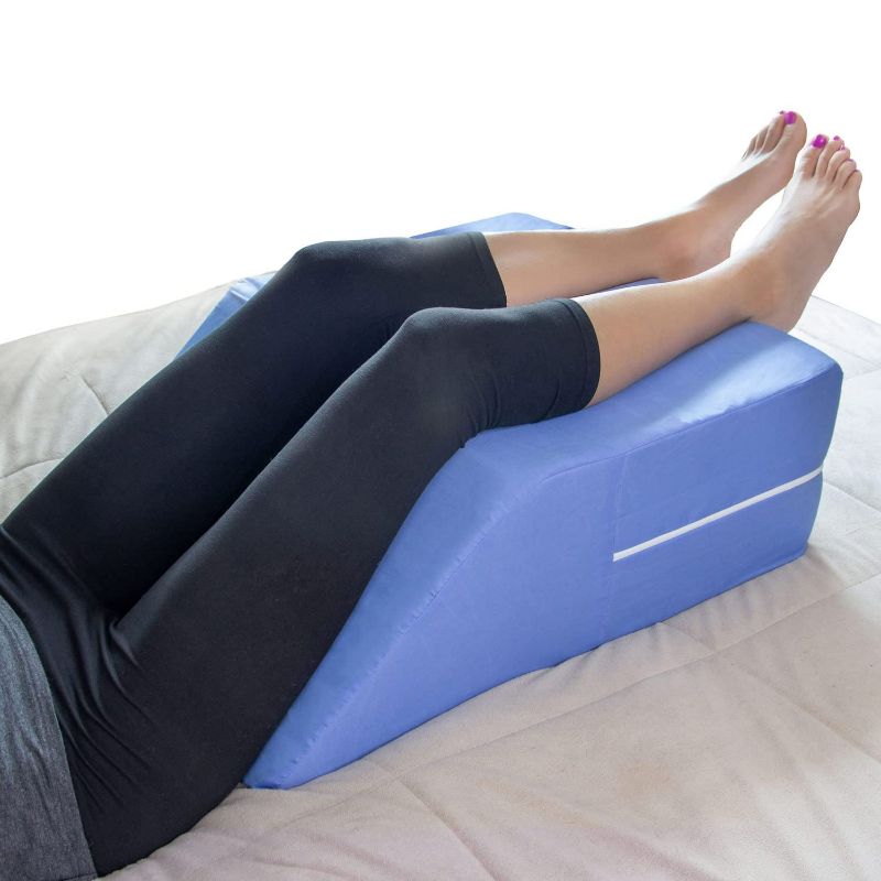 Photo 1 of DMI Ortho Bed Wedge, Elevated Leg Pillow, Supportive Foam Wedge Pillow for Elevating Legs, Improved Circulataion, Reducing Back Pain, Post Surgery and Injury, Recovery, Blue, 24 x 20 x 8