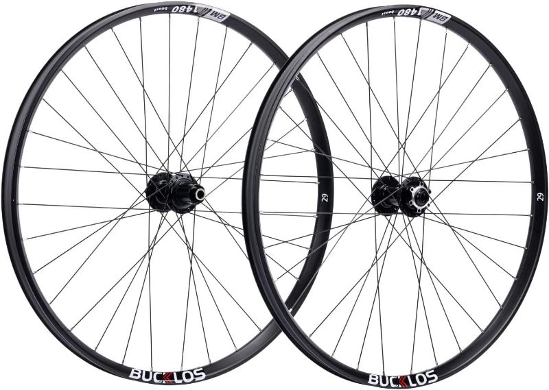 Photo 1 of BUCKLOS 27.5/29 inch Thru Axle Boost MTB Wheelset, Front 15 * 110mm Rear 12 * 148mm Disc Brake Mountain Bike Wheel, AL6061 32H 1.9/2.5 Double Wall Clincher Dual, Fit 8 9 10 11 Speed Cassette XC AM DH…