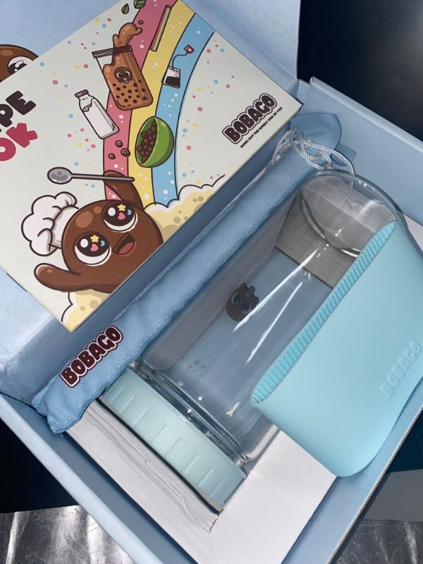 Photo 2 of BobaGO Reusable Boba Cup with Straw, Bubble Tea Cup with Recipe Book, Reusable Boba Cups with Lid, Boba Mugs, 17oz (Sky Blue, 20oz)