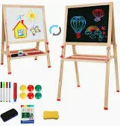 Photo 1 of Arkmiido Kids Easel Double-sided Whiteboard & Chalkboard Standing With Bonus Mag