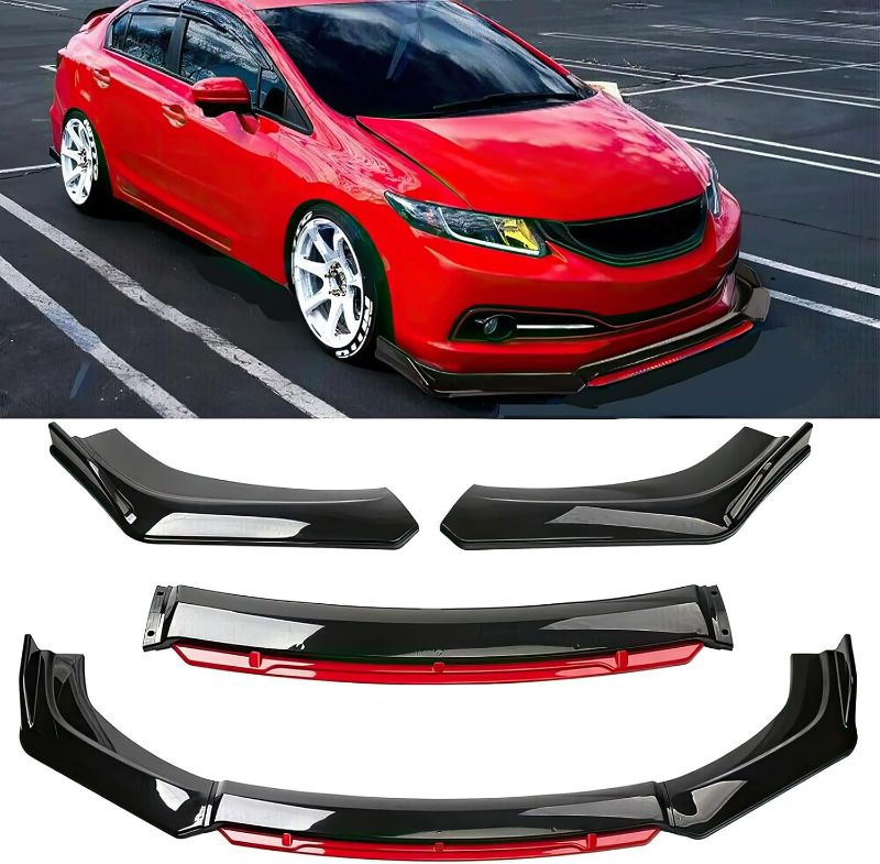 Photo 1 of Universal Car 4 PCS Kit Front Bumper Lip Spoiler Splitter Front Bumper Lip Splitter Body Kit Compatible with Honda Civic Accord Hyundai Chevy Silverado Dodge Cadillac Nissan Altima Ford