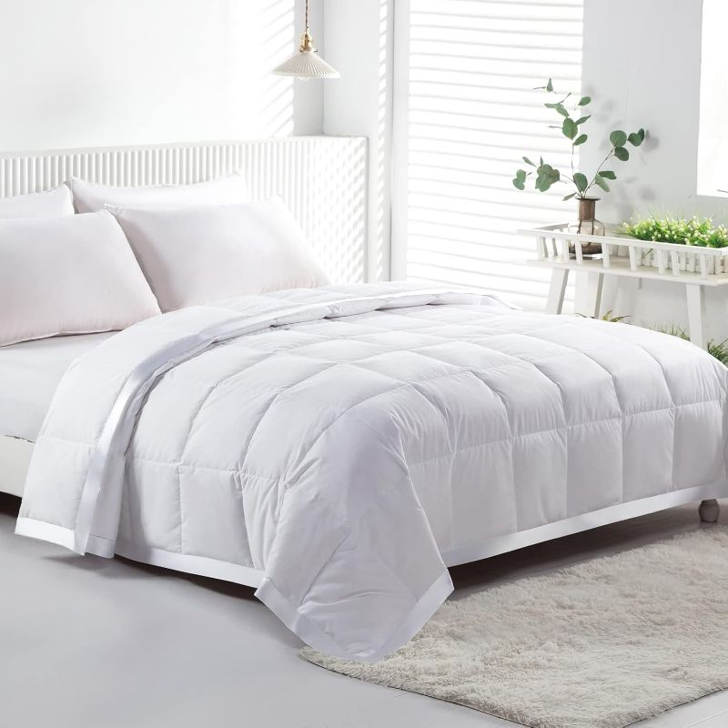 Photo 1 of (Full/Queen) APSMILE Lightweight Down Blanket, Summer Cooling Down Comforter Full/Queen Size, Ultra-Soft Breathable Thin Bed Quilt Duvet with Satin Trim(Full/Queen, Cream White)