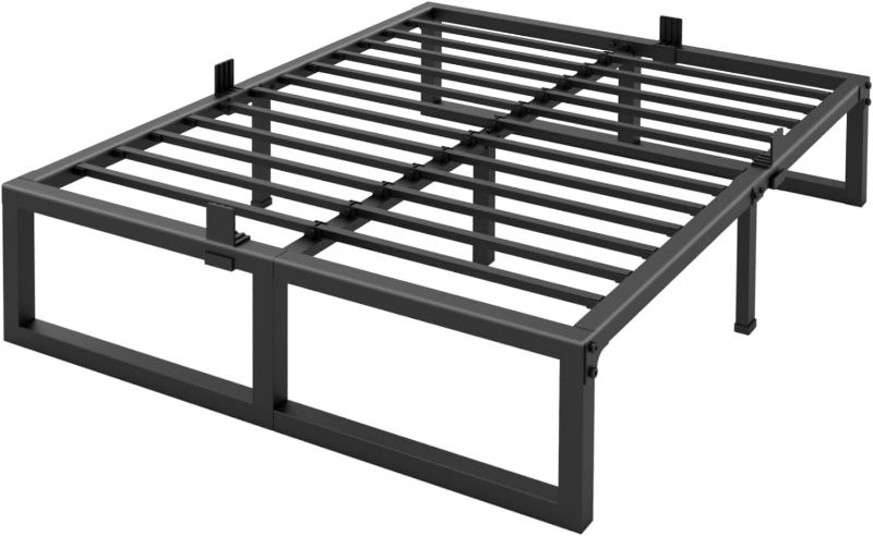 Photo 1 of Full Size Bed Frame, 14 Inch Heavy Duty Support 3500 lbs Metal Platform, No Box Spring Needed/Noise Free/Non-Slip/Steel Slat Support/Easy Assembly