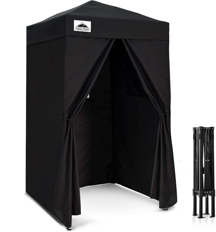 Photo 1 of EAGLE PEAK Flex Ultra Compact 4x4 Pop-up Canopy, Sun Shelter, Changing Room, Portable Privacy Canopy Cabana for Pool, Fashion Photoshoots, or Camping, Black