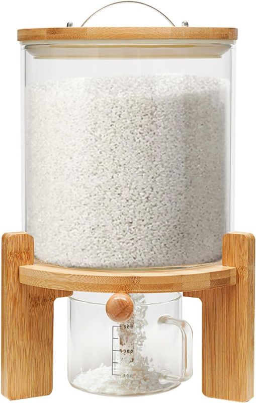 Photo 1 of Cereal Dispenser 5L Grain Storage Tank Grain and Rice Storage Container,Cereal Dispenser Countertop Rice Dispenser Multigrain Storage Tank Airtight Storage for Grains Beans Rice