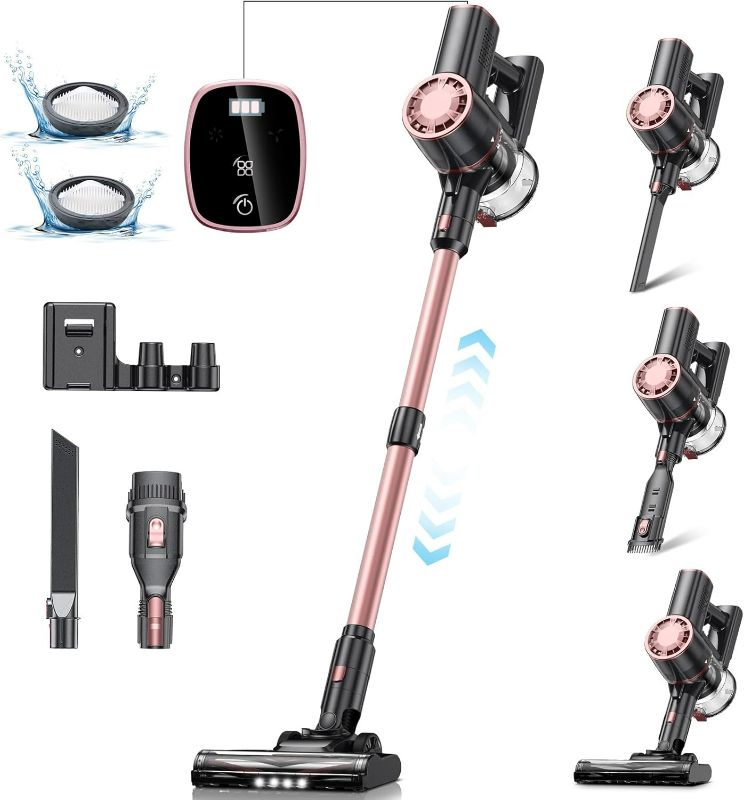 Photo 1 of Cordless Vacuum Cleaner for Home - 25Kpa Stick Vacuum with Self Standing Design, Max 35Min Runtime, 6 in 1 Lightweight Vacuum for Hardwood Floors and Carpet Pet Hair Car(Champagne)