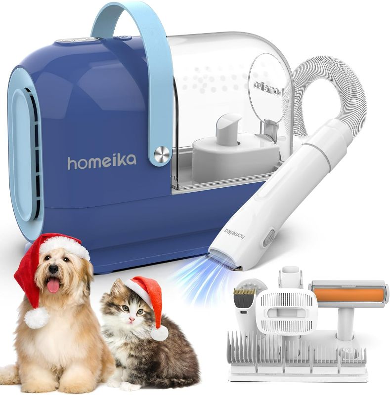 Photo 1 of Homeika 3L Pet Grooming & Hair Vacuum with 7 Tools, 5 Nozzles, Storage Bag for Dogs and Cats Grooming, Blue