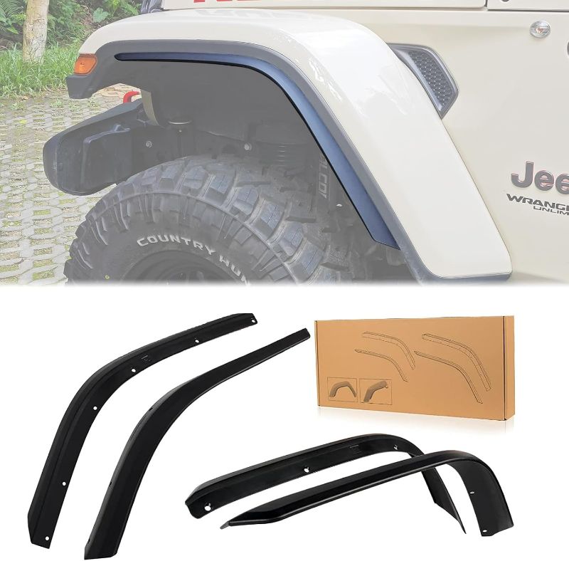 Photo 1 of Front & Rear Fender Flares Compatible with 2018-2023 Jeep Wrangler JL & JLU Unlimited Rubicon, Off-Road Wheel Flares Liner 4 PCS (Not fit 4xe)