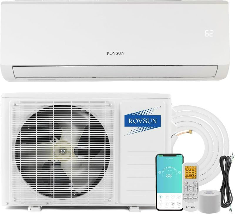 Photo 1 of ROVSUN 12000 BTU 115V 19 SEER Efficient Ductless Mini Split Inverter Plus System with Heat Pump and Dehumidification, Auto Defrost, 24 Hour Timer, Sleep Mode