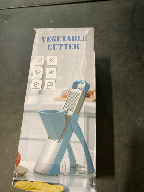 Photo 1 of ONCE FOR ALL Upgrade Safe Mandoline Slicer Plus, Biger Size, Adjustable Vegetable Food Chopper Potato Fries Cutter, Detachable Blade, Kitchen Chopping Artifact, Gift (SkyBlue)