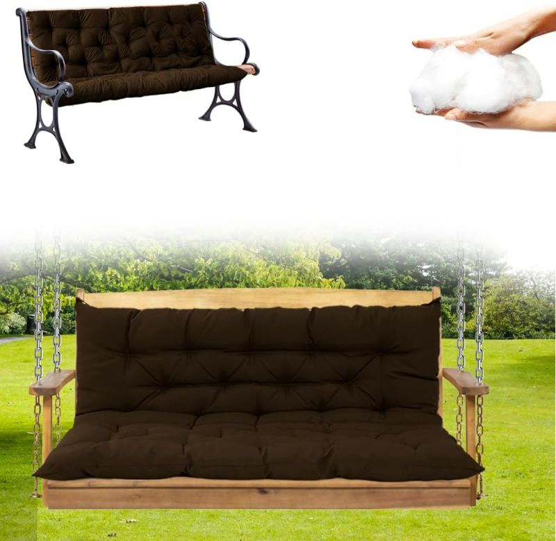 Photo 1 of Porch Swing Cushions, Three Seat Swing Replacement Cushions Outdoor Bench Cushion with Ties Backrest Folding Waterproof Bench Cushion for Outdoor Patio Cushions (Caffeine, 70 x 40 in)