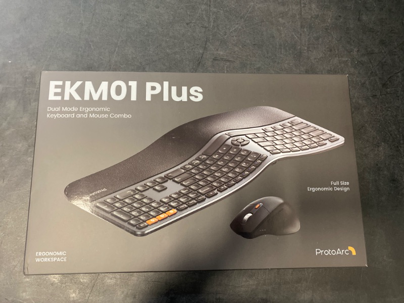 Photo 3 of ProtoArc Ergonomic Wireless Keyboard Mouse, EKM01 Plus Full Size Ergo Bluetooth Keyboard Mouse Combo, Split Design, Wrist Rest, Multi-Device, Rechargeable, for Windows/Mac OS