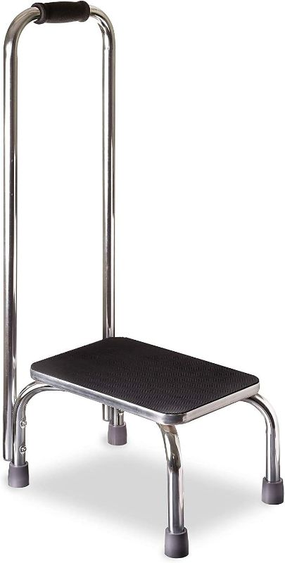 Photo 1 of DMI Step Stool with Handle and Non Skid Rubber Platform, Lightweight and Sturdy Stool for Seniors, Adults and Children, Holds up to 300 Pounds with 9.5 Inch Step Up, 17.3"D x 12.3"W x 34"H, Chrome