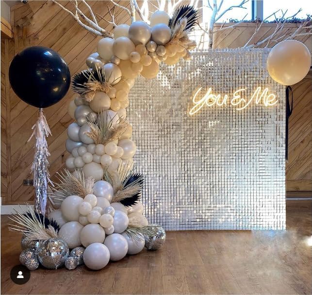 Photo 1 of Shimmer Wall Backdrop - 24pcs Decorations Panel | Wedding, Birthday, Anniversary, Engagement & Bridal Shower Party Decor Panel (White)
