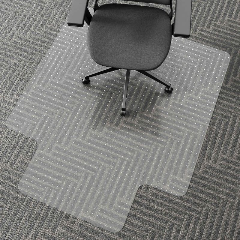 Photo 1 of Amyracel Office Chair Mat for Low Pile Carpet, 53” x 45” Desk Chair Mat for Carpeted Floors, Clear Carpet Floor Protector Mat for Office Chair, Easy Glide Carpet Chair Mat with Extended Lip