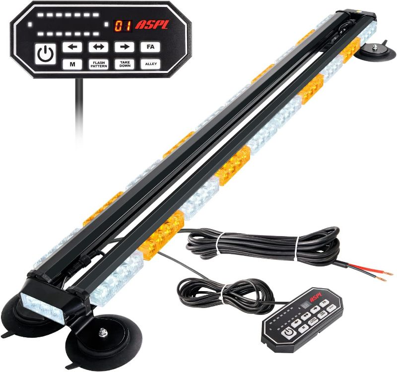 Photo 1 of ASPL 47.1" Emergency Strobe Lights Bar with Control Double Side 86 LED Warning Light with 28 Strong Magnets Traffic Advisor Snow Plow Flashing Lights for Trucks Vehicles Tow Pickup (White)