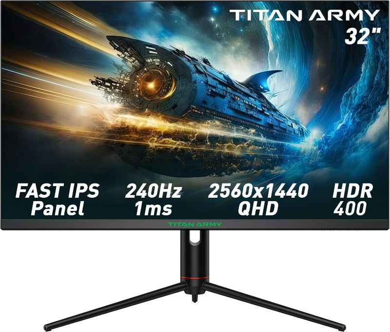 Photo 1 of 32 Inch 240Hz 1440p Gaming Monitor,QHD 2560 x 1440p Fast IPS 1msGTG,HDR400 97% DCI-P3 Adaptive-Sync,Low Blue Light,Aadjustable Stand?2 x HDMI 2.1,2 x DP 1.4 P32A2S2