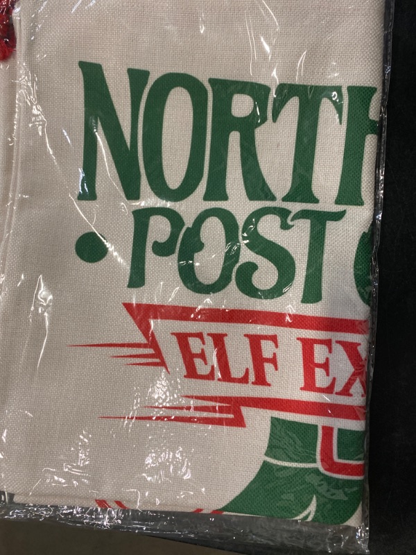 Photo 2 of 2 pack Easy Sublimation Polyester Santa Sacks Large 19 Inches by 27 Inches- Just Add A Name (NORTH POLE)