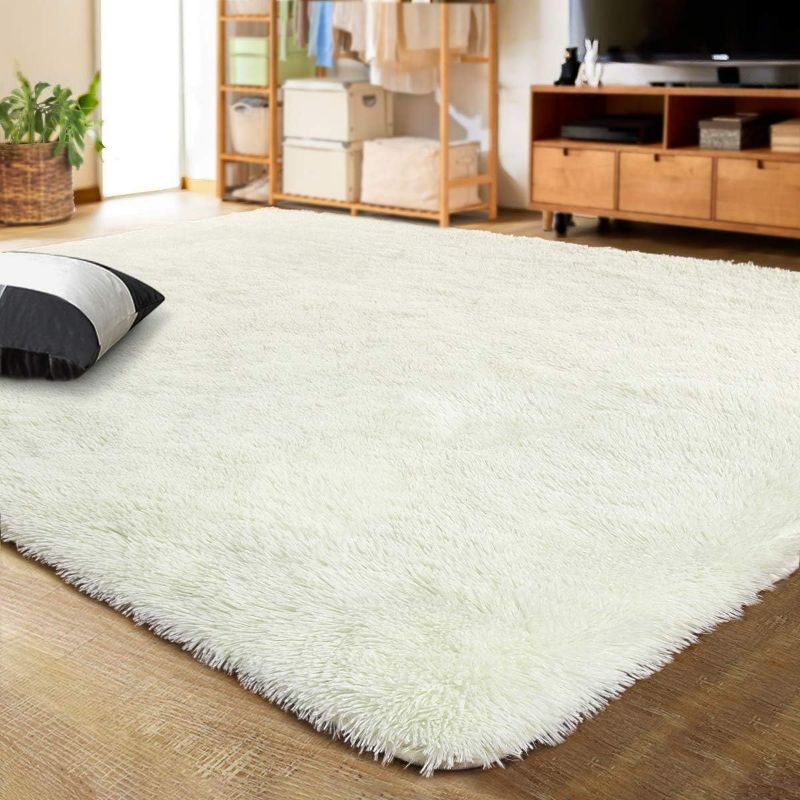 Photo 1 of LOCHAS Ultra Soft Indoor Modern Area Rugs Fluffy Living Room Carpets for Children Bedroom Home Decor Nursery Rug 8x10 Feet, Cream