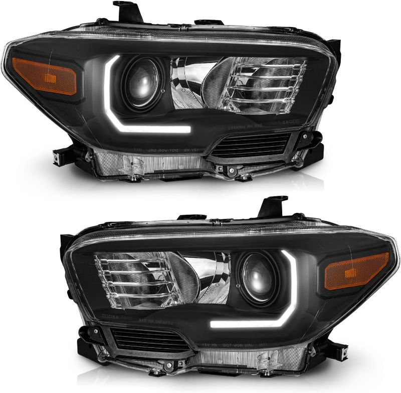 Photo 1 of Fits Factory LED DRL Headlights for 2016-2022 Toyota Tacoma TRD/Limited, Headlight Compatible with 2016 2017 2018 2019 2020 2021 2022 Tacoma Replacement Headlight Assembly Black Housing