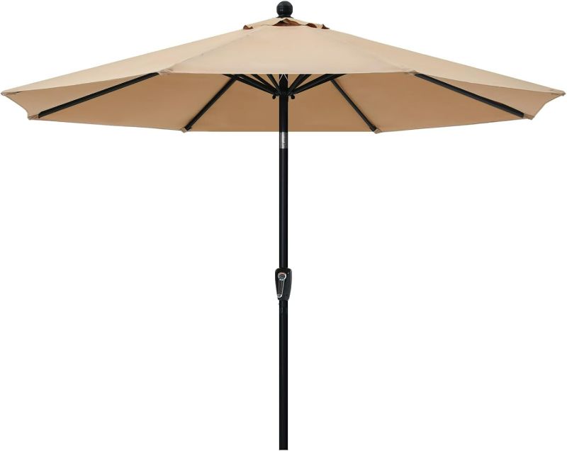 Photo 1 of ABCCANOPY 10FT Patio Umbrella - Outdoor Waterproof Table Umbrella with Push Button Tilt and Crank, 8 Ribs UV Protection Pool Umbrella for Garden, Lawn, Deck & Backyard (Tan)