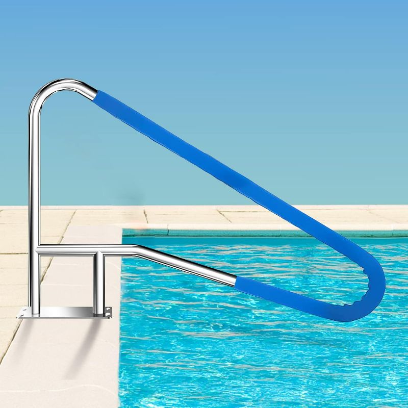 Photo 1 of 52x32" Inground Pool Rail, Rustproof #304SS Swimming Pool Stair handrail with no-Slip Cover, mounting Base & Accessories.