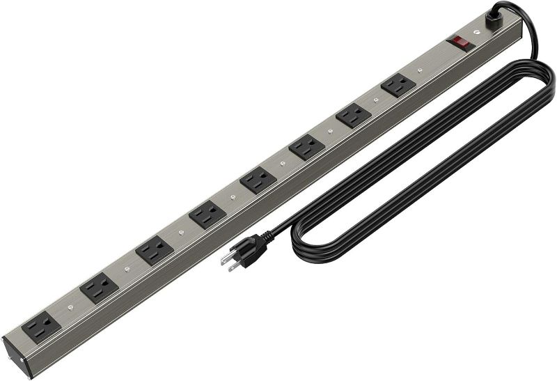 Photo 1 of 8 Outlets Surged Aluminum Alloy Heavy Duty Metal Socket Power Strip,Oviitech 6-Foot Long Extension Cord with Surge Protection.ETL Certified,Aluminum Alloy Silver with Black Hole