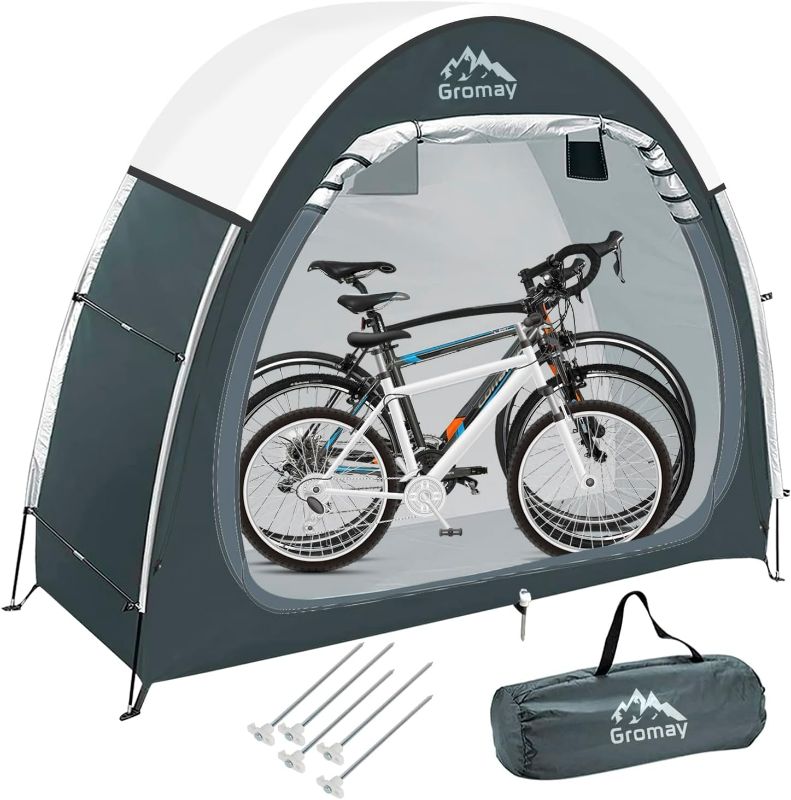 Photo 1 of Outdoor Bike Covers Storage Shed Tent, Portable Bicycle Storage Cover, Foldable 210D PU4000 Waterproof Oxford Fabric Bike Shelter for 2-3 Bike
