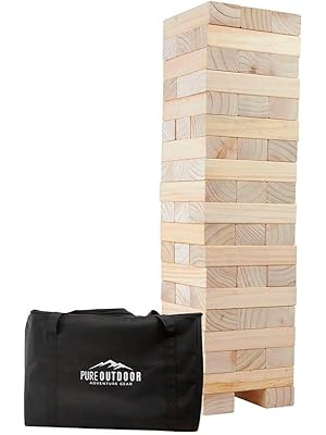 Photo 1 of Monoprice Giant Tumbling Tower Set, 56 Pinewood Pieces, Stack from 2ft to Over 5ft, Family Game for Tailgating, BBQs, Camping, Outdoor Events, and Much More - Pure Outdoor Collection