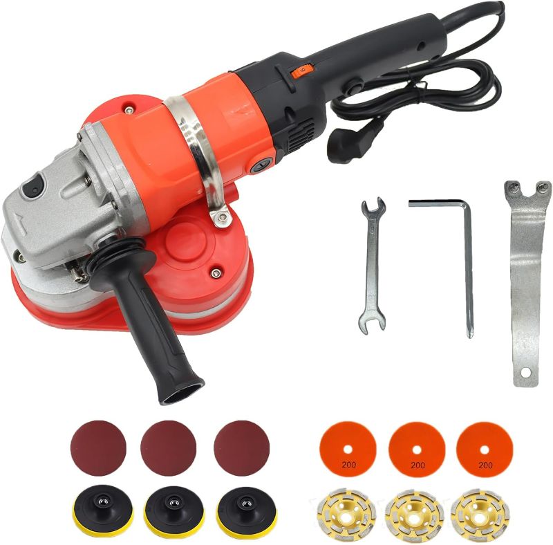 Photo 1 of HayWHNKN Concrete Surface Grinder Floor Grinder Wall Sander Polishing Machine 2800w High Power 3 Grinding Head 9inch Dics 6 Speed Control 220V