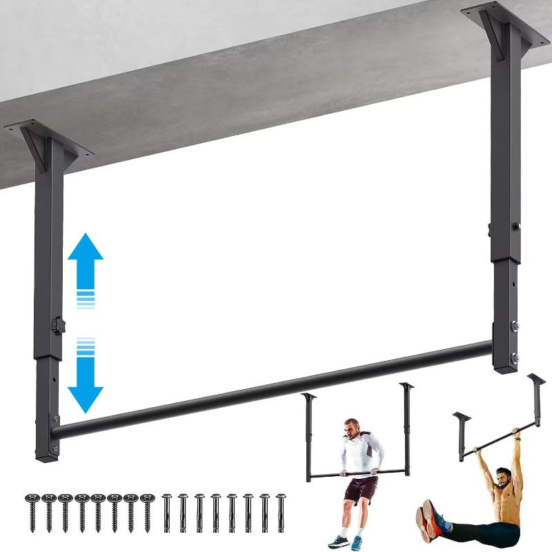 Photo 1 of Kipika 48" Ceiling Mounted Pull Up Bar, Heavy Duty Multi-Grip Chin Up Bar,Mounted Pull Up Bar, Adjustable Height, Pull Up Bands for Chin Ups & Body Stretching, Ideal for Home Gym and Strength Training