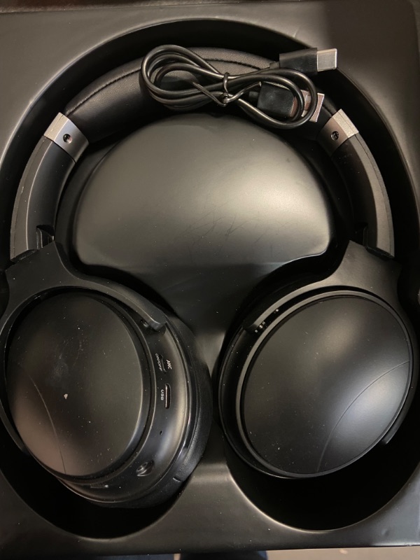 Photo 2 of Monoprice Wireless Over Ear Headphones - Active Noise Cancelling (ANC) Bluetooth 5.0, Extended Playtime, Qualcomm aptX Audio, 40mm Drivers, Black