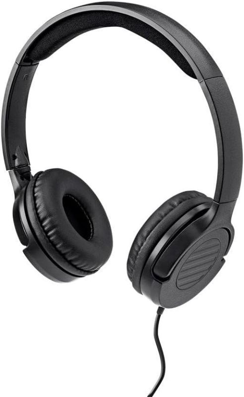 Photo 1 of Monoprice Hi-Fi Lightweight On-Ear Headphones - with in-Line Play/Pause Controls and Built-in Microphone, Black