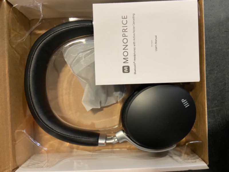 Photo 2 of Monoprice Bluetooth Headphones with Active Noise Cancelling, 20H Playback/Talk Time, with The AAC, SBC, Qualcomm aptX, and Qualcomm aptX Low Latency Audio codecs,Black