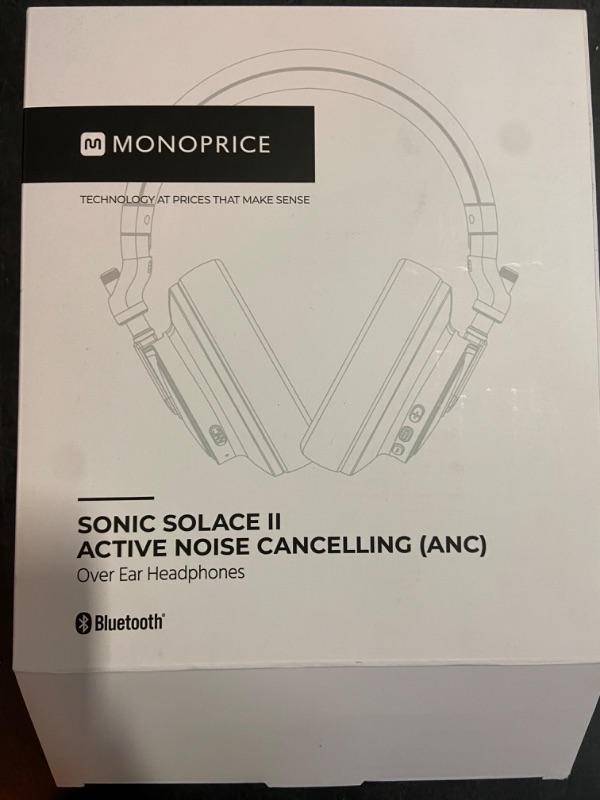 Photo 3 of Monoprice SonicSolace II Active Noise Cancelling (ANC) Over Ear Headphone, Bluetooth 5, Supports Apple Siri and Google Assistant Personal Voice Assistants,Black