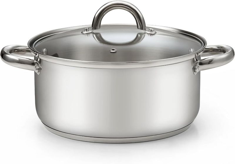 Photo 1 of Cook N Home 5.5-Quart Sauce Pot Stainless Steel Stockpot with Glass Lid, Basics Saucier Casserole Stock Pot ( missing lid)