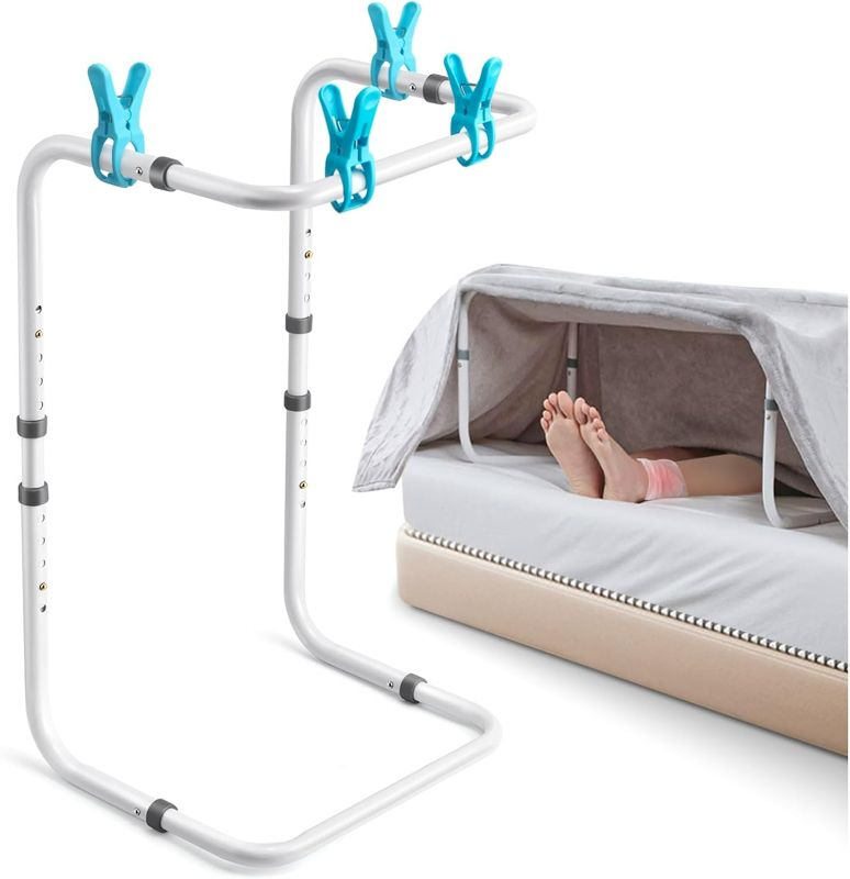 Photo 1 of Blanket Lifter for Feet, Adjustable Height Blanket Lifters for Foot of Bed, Aluminum Alloy Blanket Lifter for Foot Toes Leg Knee Ankle Post Surgery Recovery, 4 Clips Included