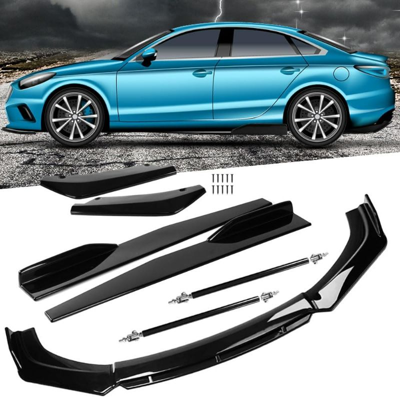 Photo 1 of Universal 63"-70" Front Bumper Lip Splitter Chin Spoiler Body Kit with 29" Side Skirt Extension Rocker Panel and Rear Bumper Lip Diffuser + Rod Compatible Most Vehicle