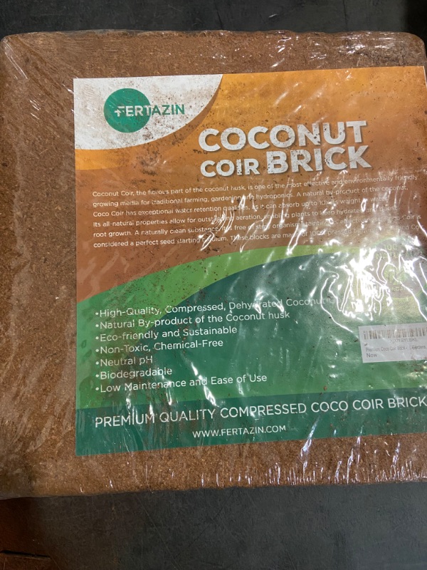 Photo 2 of Premium Coco Coir Brick - 10LBS / 4.5KG - Makes 18-20 Gallons - OMRI Listed - Eco-Friendly - Low EC Triple-Washed - Compressed Growing Medium - Potting Soil Substrate for Gardens, Seeds and Plants