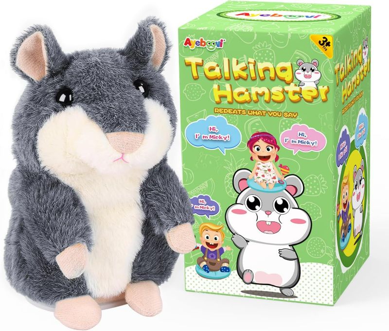 Photo 1 of Ayeboovi Toddler Toy Talking Hamster Repeats What You Say Baby Toys Gifts for Kids Fun Toys Retro Toys Plush Hamster Talking Toy Stocking Stuffers for 3 4 5 Years Old Boys Girls