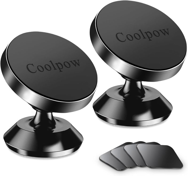 Photo 1 of Coolpow ?2-Pack? Magnetic Phone Holder for Car Phone Holder Mount?Strong Magnet? Phone Mount for Car Mount for iPhone Magnetic Car Phone Holder?4 Plate? Cell Phone Holders for Your Car Accessories