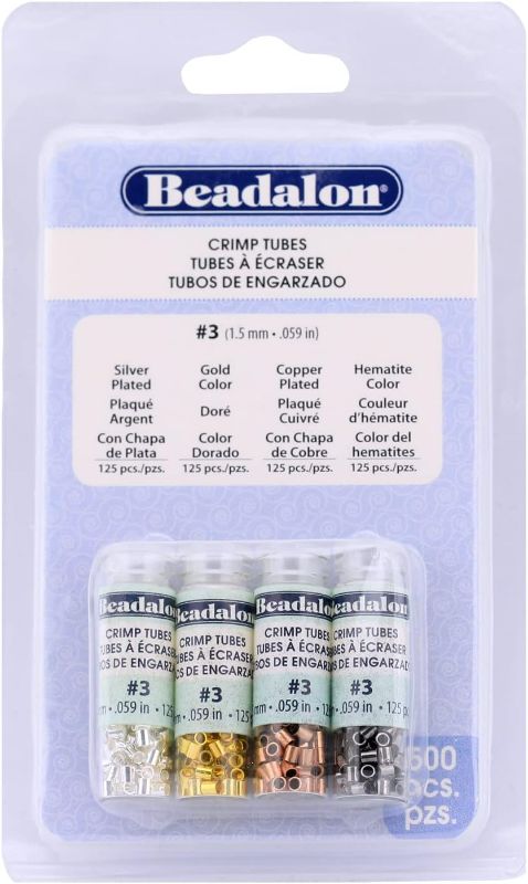 Photo 1 of Beadalon Tube Assorted Color Variety Pack for Jewelry Making & Beading, #3-600 pcs(Missing Gold)