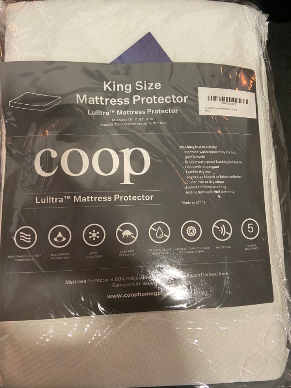 Photo 2 of Coop Home Goods Ultra Tech Waterproof Mattress Protector King, Smooth Top Mattress Pad, Waterproof Mattress Cover, Up to 18 Inches Deep, Machine Washable Mattress Topper, Noiseless Comfort