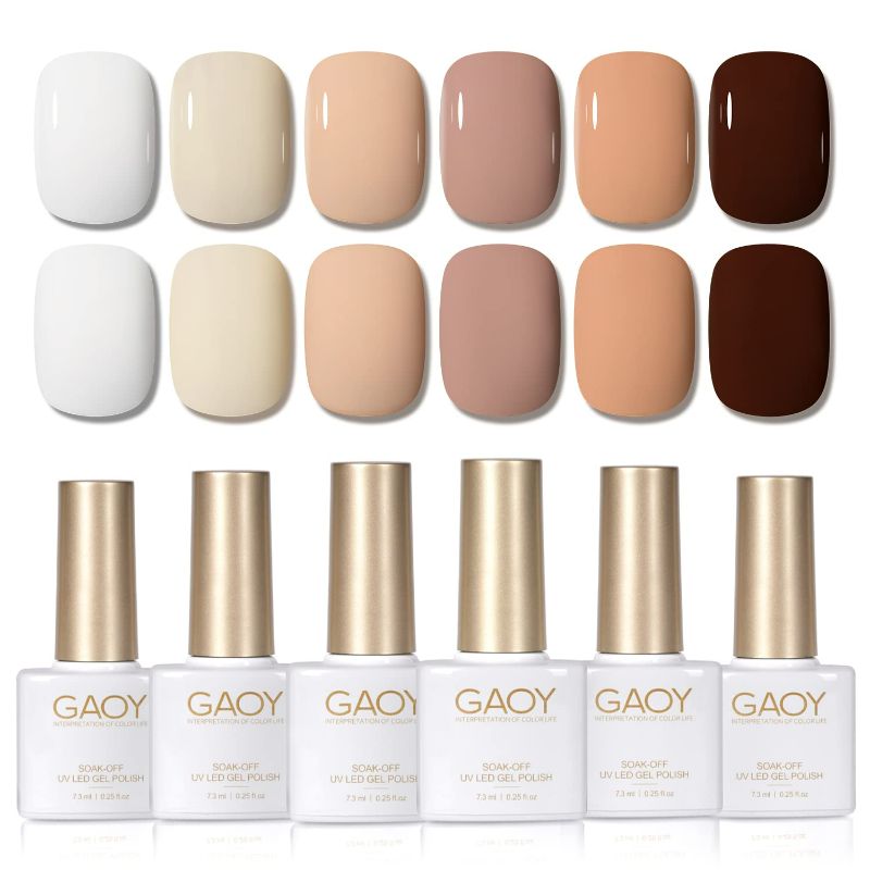 Photo 1 of  GAOY White Nude Gel Polish Set, 6 Fall Neutral Colors Soak Off UV Light Cure Gel Polish Kit for Salon and Nail Art DIY at Home