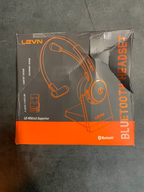 Photo 3 of LEVN Bluetooth Headset, Wireless Headset with Microphone & Mute Button, 60Hrs Talk Time, On-Ear AI Noise Cancelling Headphones with Bluetooth 5.2 Multipoint for Trucker/Remote Work/Online Class/Zoom