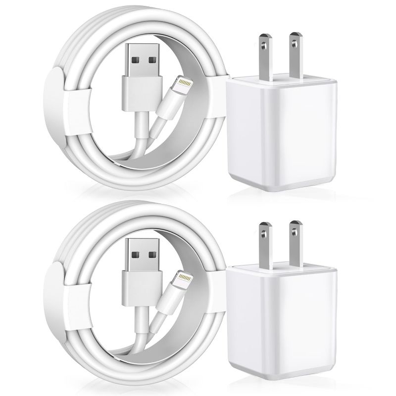 Photo 1 of [Apple MFi Certified] iPhone Charger, 2Pack Lightning Cable Apple Charging Cords &Fast Quick USB Wall Charger Travel Block Plug Adapter for iPhone 14/13/12/11 Pro/11/10/XS MAX/XR/8/7/6s/6 Plus/AirPods